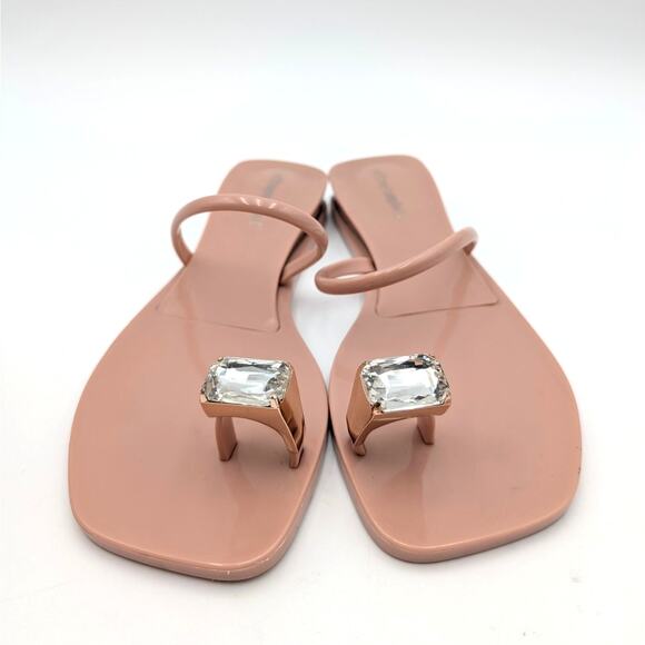 Jeffrey Campbell Balia Jelly Toe Ring Jewel Wedge Sandal Nude Size US7 EU38 - Picture 2 of 11